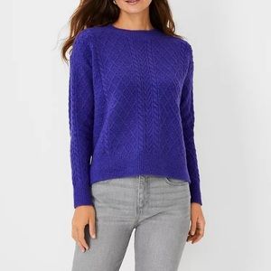NWT Ann Taylor Cable Sweater in Royal Blue (Petite)